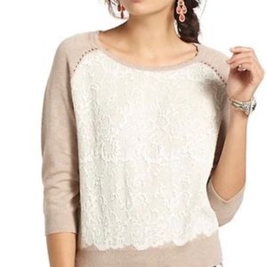 Anthropologie Knitted & Knotted Lace 3/4 Sweater